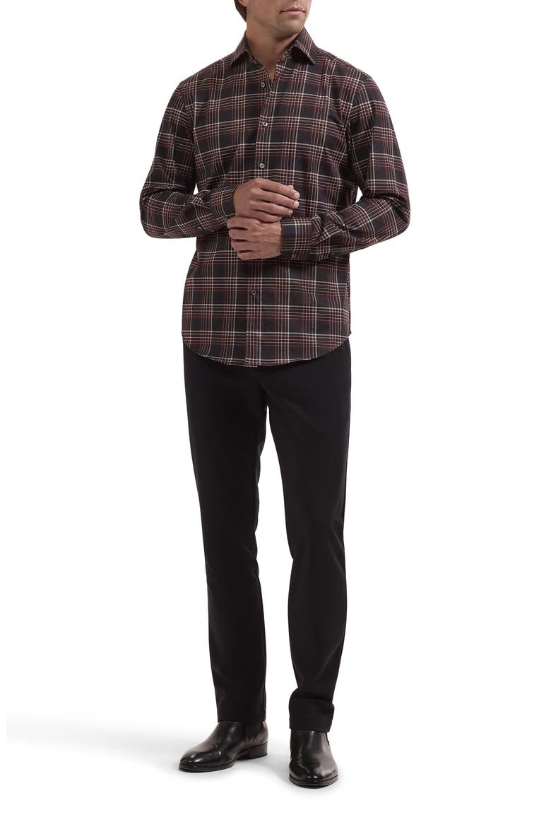 Devon OoohCotton Plaid Button Up Performance Shirt, Alternate, color, BURGUNDY