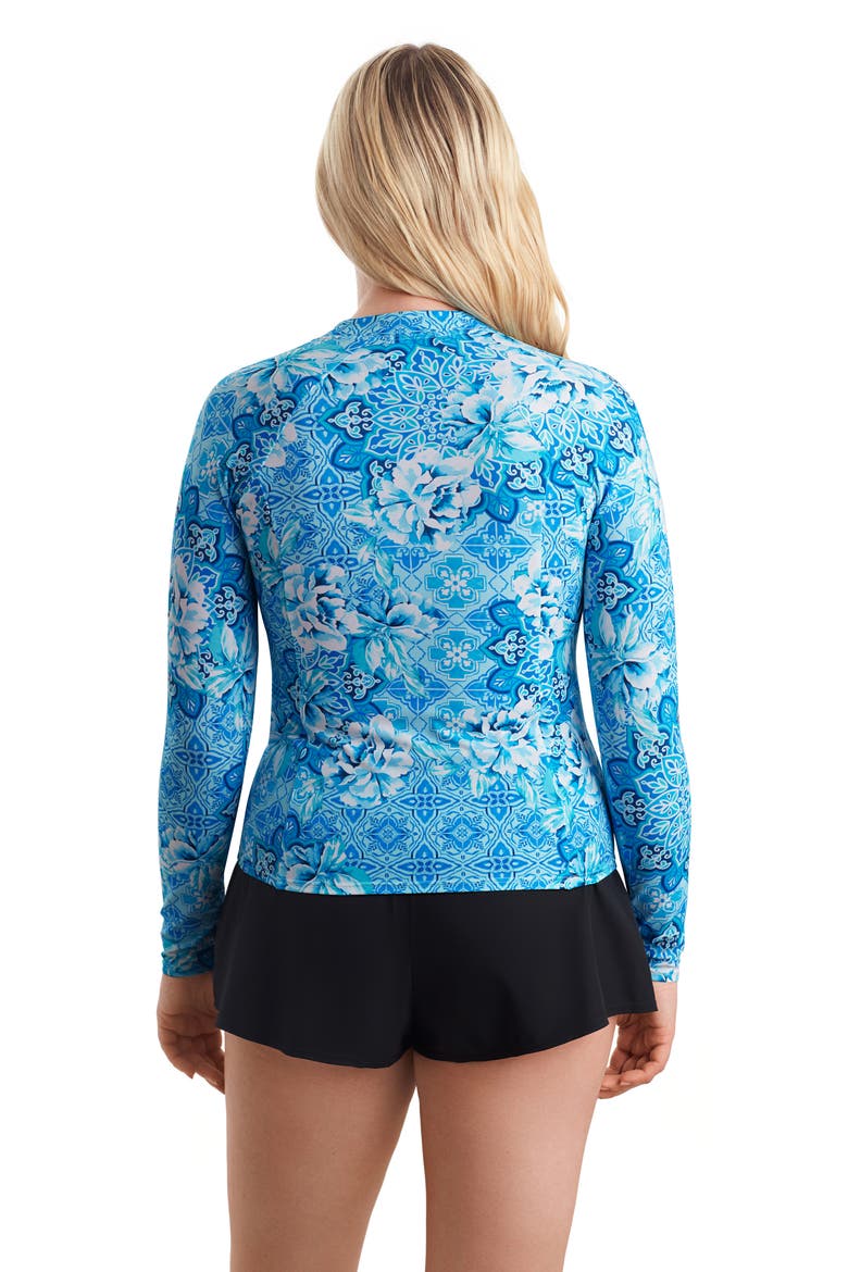 Long Sleeve Full Zip Chlorine Resistant Sunshirt, Alternate, color, Barcelona Blues