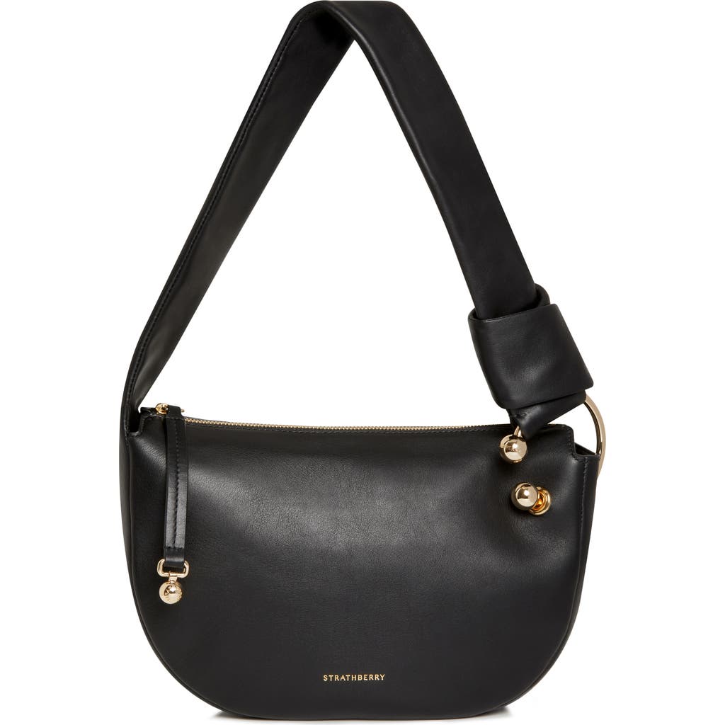 Strathberry Mini Halo Leather Shoulder Bag In Black
