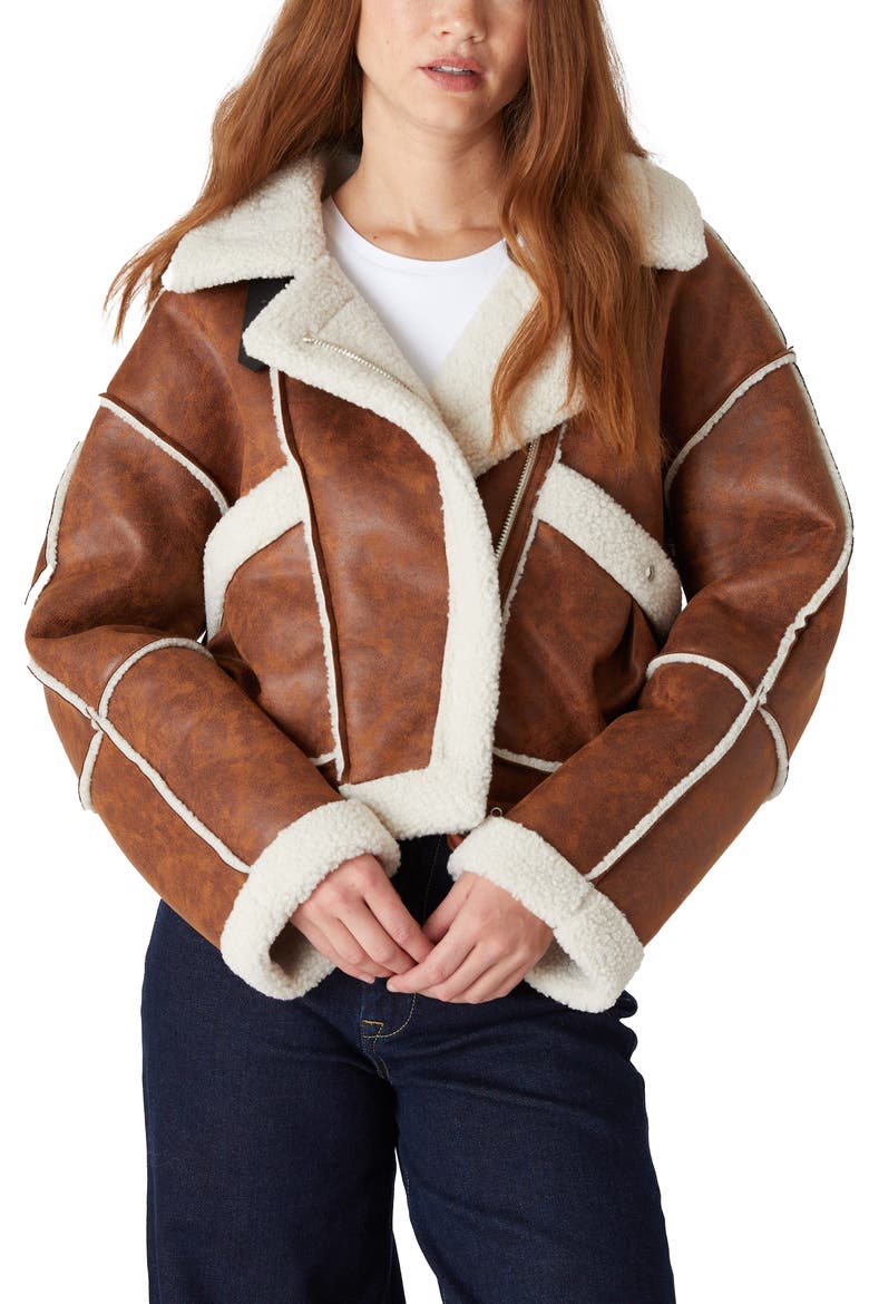 Faux Shearling Jacket, Alternate, color, STEADY HABIT