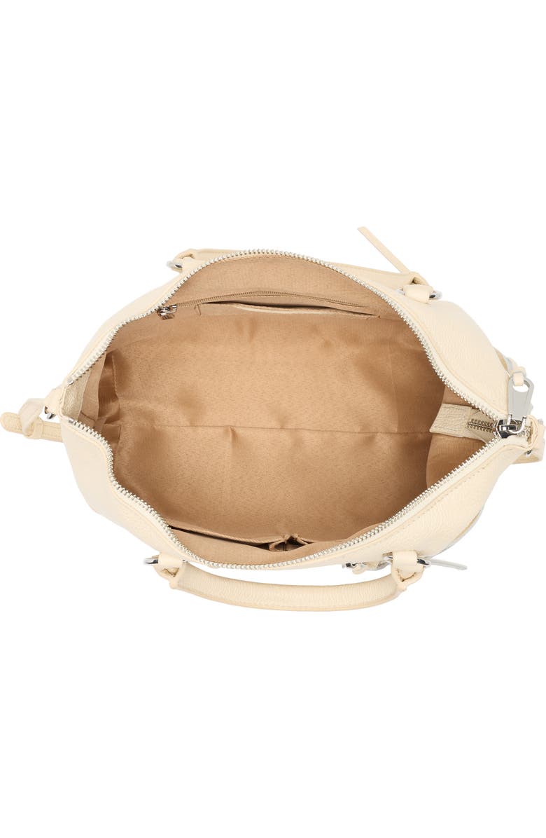 Rebecca Minkoff Moto Zip Leather Satchel, Alternate, color, Eggshell