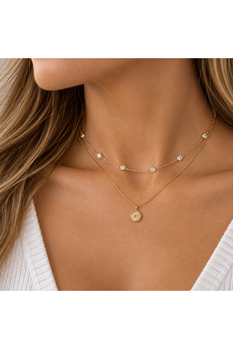 Gold-Tone Clover Pendant Necklace, Alternate, color, Gold