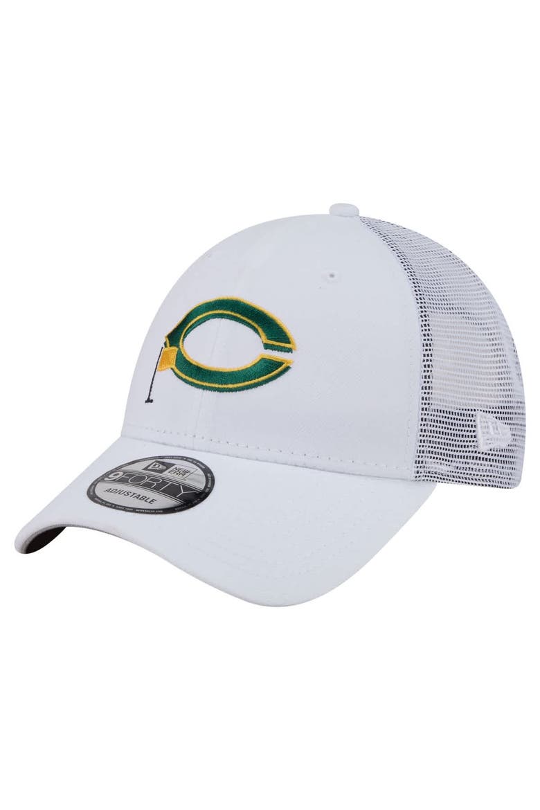 Men's New Era  White Cincinnati Reds Flag 9FORTY Trucker Adjustable Hat, Main, color, White