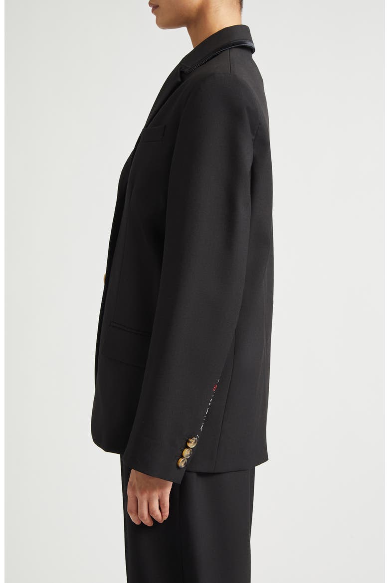 Mending Logo Single Breasted Tropical Wool Blazer, Alternate, color, 00N99 BLACK