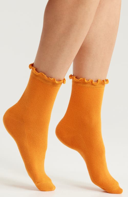 Ugg(r) Karsyn Lettuce Edge Crew Socks In Dark Apricot