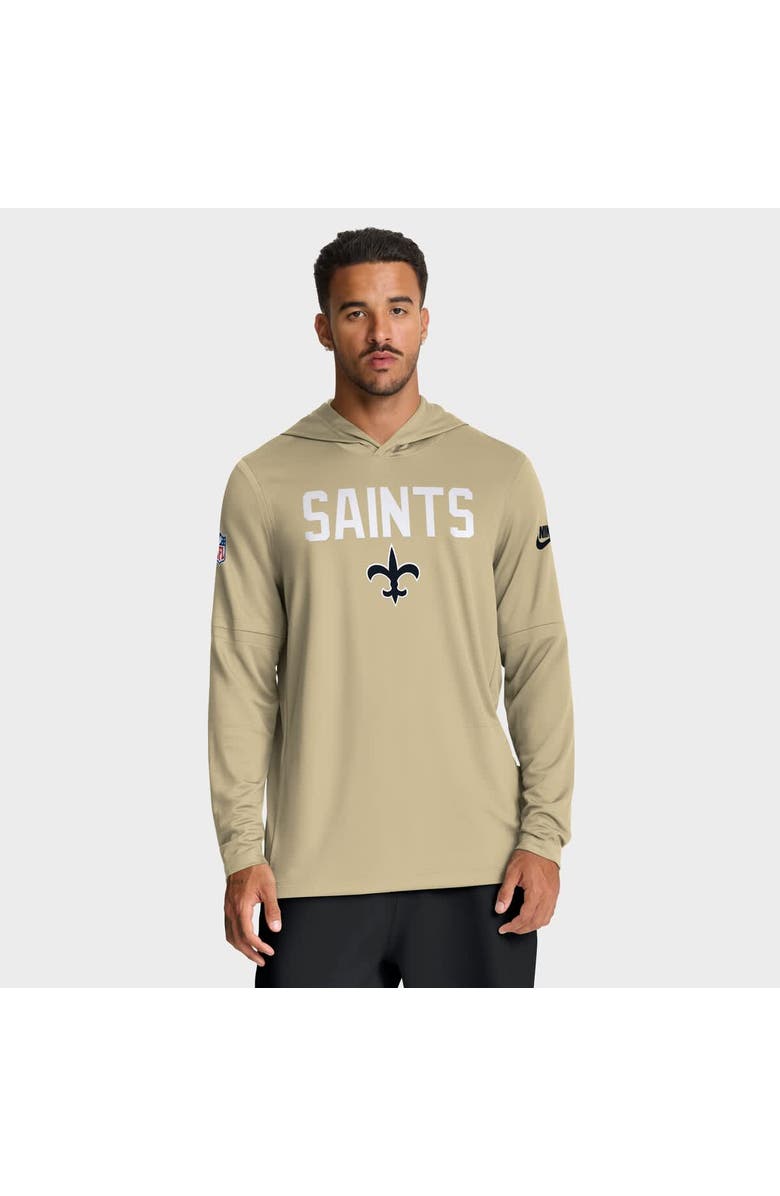 Nike Men's Nike Gold New Orleans Saints Sideline Alt Pack Dri-FIT Lightweight Hooded Top, Main, color, Gold