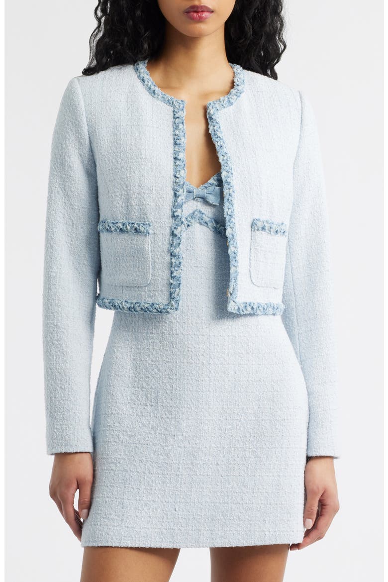 Azula Crop Tweed Jacket, Alternate, color, WILD RIVER
