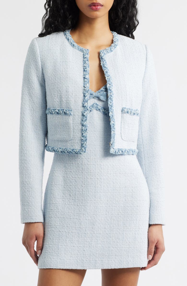 LoveShackFancy Novara Sleeveless Tweed Minidress, Alternate, color, Wild River