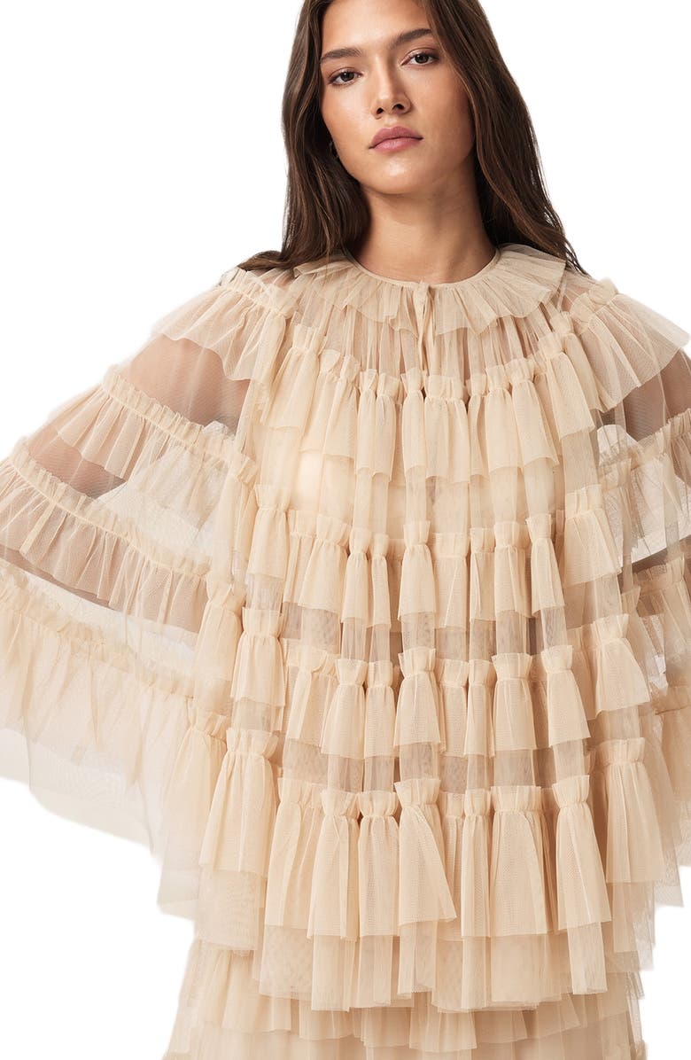 AllSaints Aude Ruffle Cape, Alternate, color, Blush Pink
