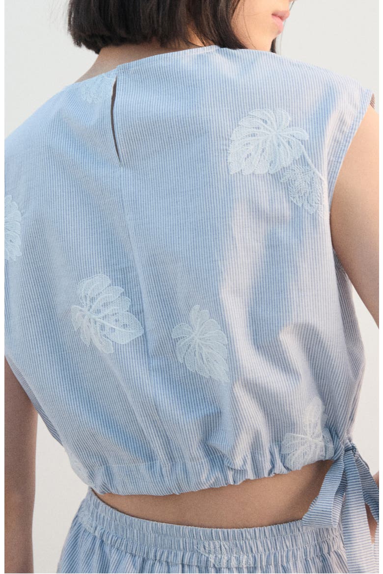Embroidered Crop Top, Alternate, color, BLUE