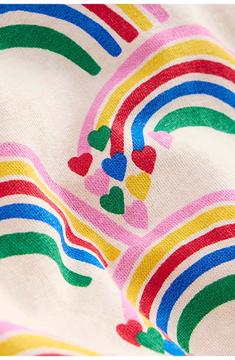 Mini Boden Kids' Rainbow Print Cotton Sweatshirt, Alternate, color, Oatmeal Marl Rainbow Hearts