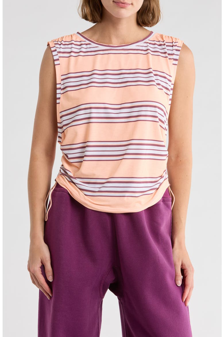 Stripe Sport Mode Muscle T-Shirt, Main, color, PASTEL PEACH COMBO