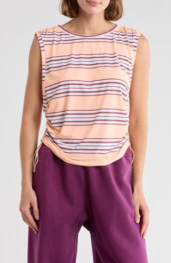 Free People Stripe Sport Mode Muscle T-shirt In Multi