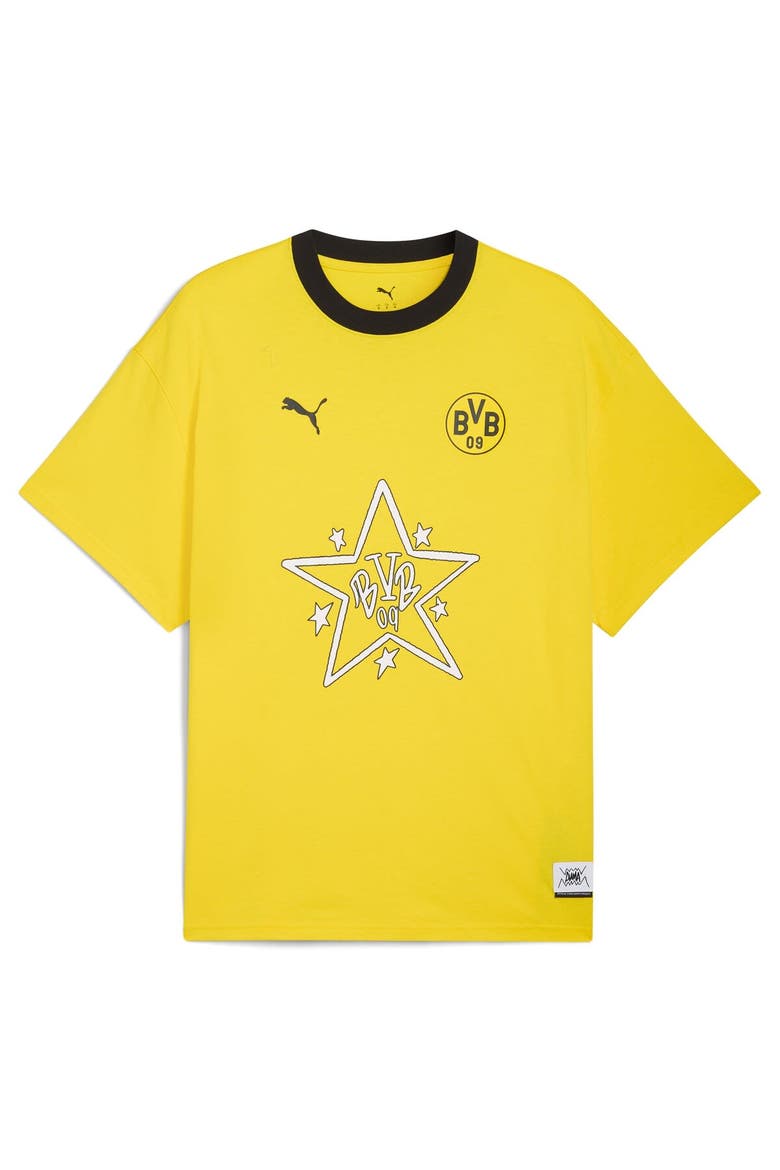 Men's Puma Yellow Borussia Dortmund 2025 FIFA Club World Cup Hoops T-Shirt, Alternate, color, Yellow