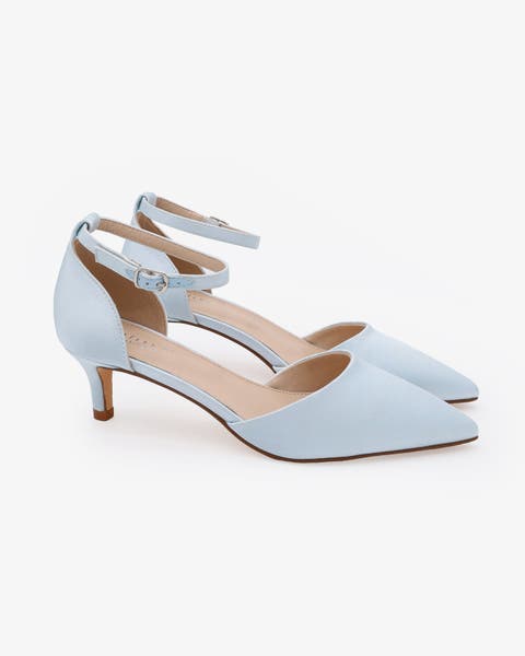 Farah Satin pointed toe Kitten Low Heel Wedding Shoes