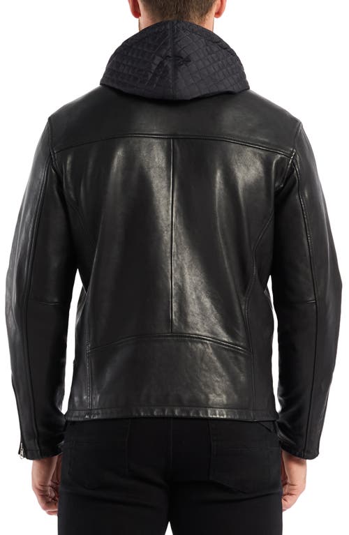 Robert Graham Cedro Leather Moto Jacket With Removable Quilted Bib In Black