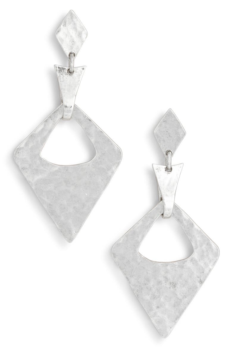 Geometric Drop Earrings, Main, color, SILVER