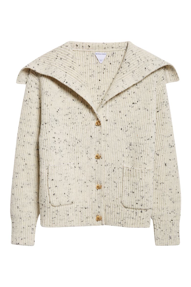 Knot Button Wool Blend Rib Cardigan, Alternate, color, 9317 DOVE
