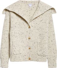 Bottega Veneta Knot Button Wool Blend Rib Cardigan