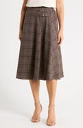 Adrianna Papell Plaid Midi Skirt