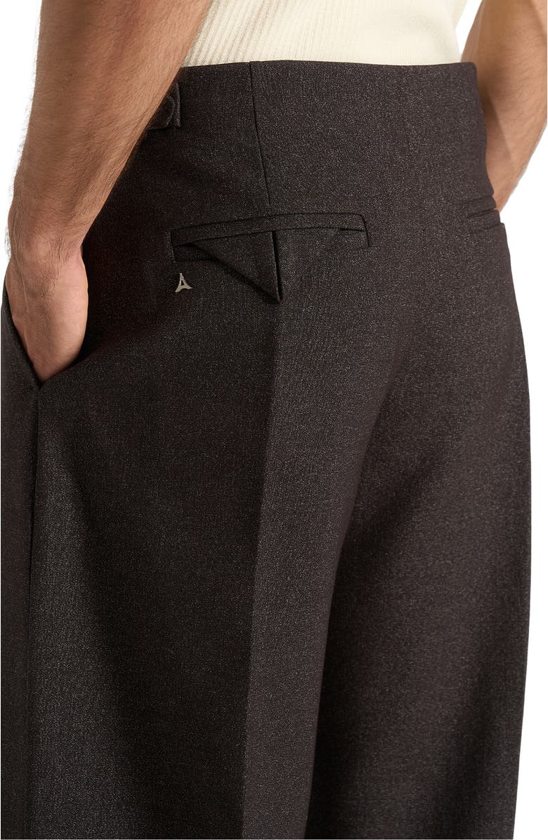 Manière De Voir Lior Box Pleat Hatched Wide Leg Trousers, Alternate, color, Brown