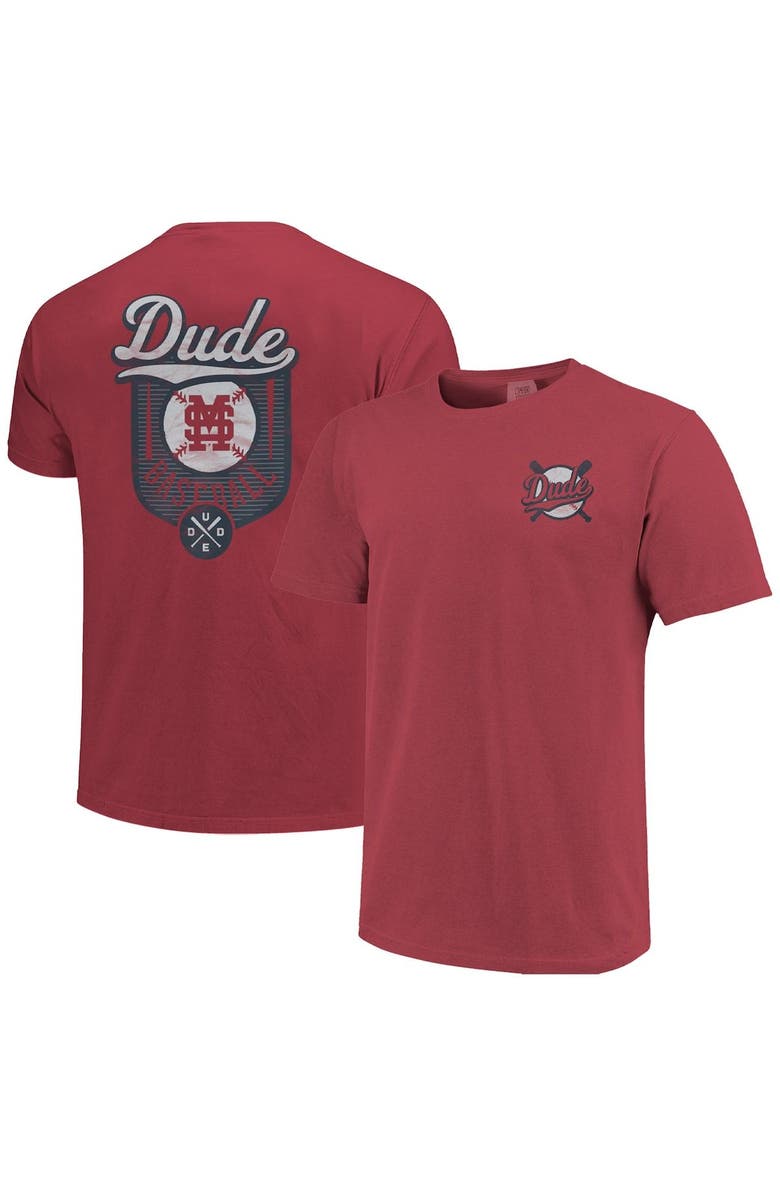 IMAGE ONE Men's Maroon Mississippi State Bulldogs Dude Baseball Comfort Color T-Shirt, Main, color, 