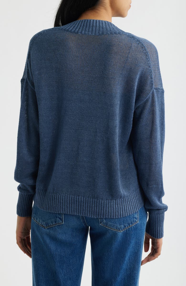 Madewell Arline Linen V-Neck Pullover, Alternate, color, Petrol Navy