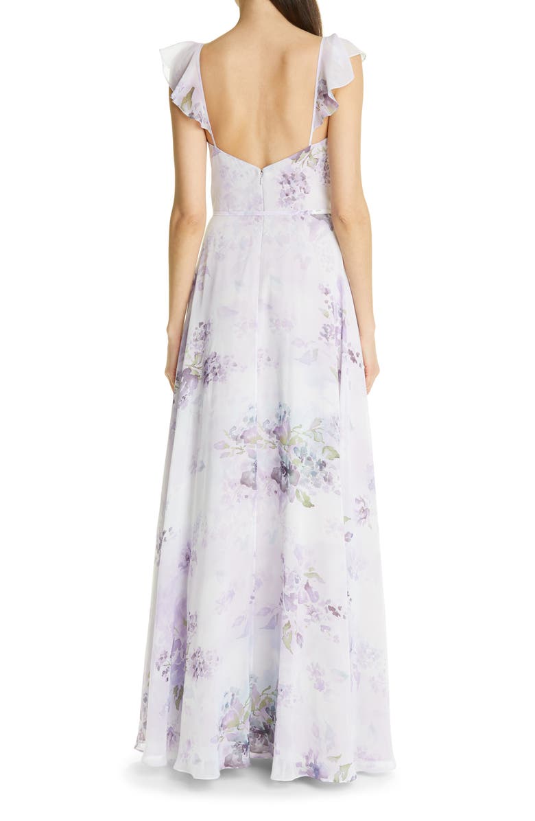Marchesa Notte Watercolor Floral Print Chiffon Gown | Nordstrom