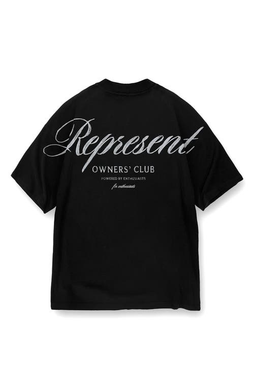 Represent Owners' Club Script Graphic Short Sleeve Sweatshirt In Black