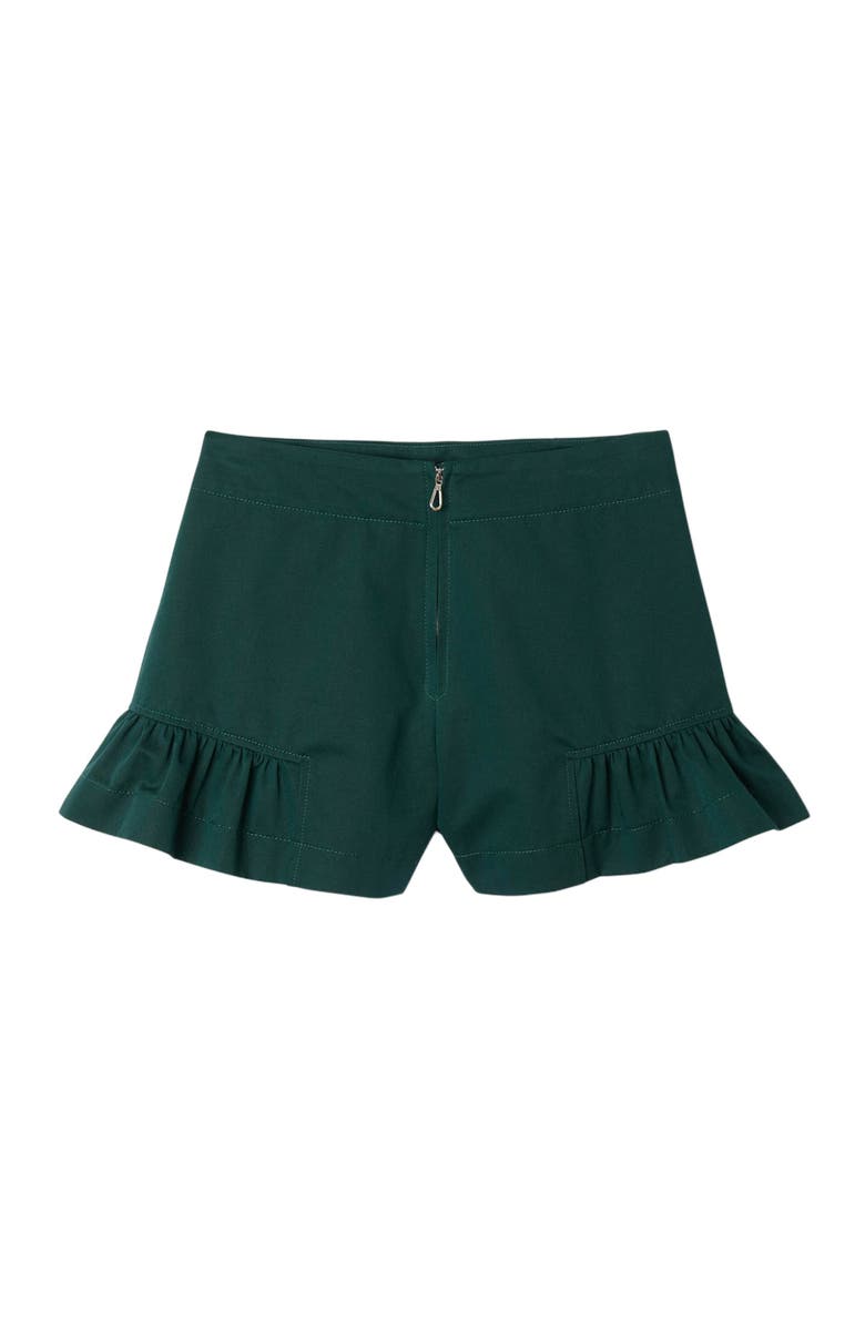 SANDRO Ruffle Hem Shorts, Alternate, color, Bottle Green