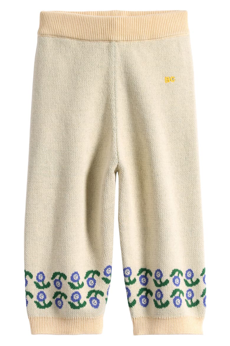 Kids' Stamp Bloom Knit Pants, Main, color, OFF WHITE