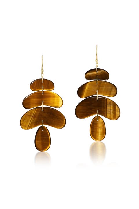 Small Tiger's Eye Flat Earrings
