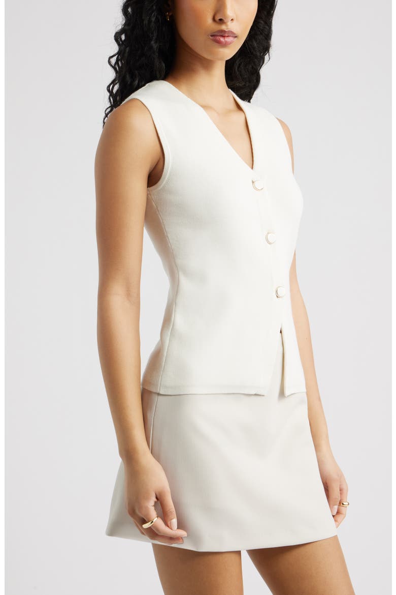 Cutaway Button-Up Sweater Vest, Alternate, color, IVORY