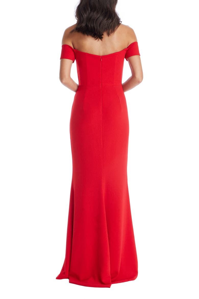 Logan Off the Shoulder Evening Dress, Alternate, color, ROUGE
