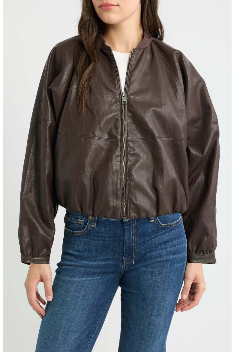 Faux Leather Jacket, Alternate, color, BROWN