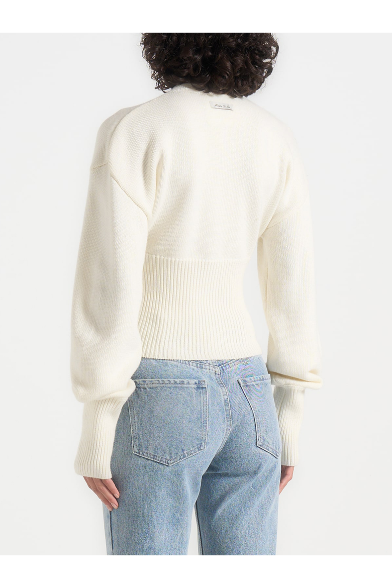 Mayla Knitted Cinch Waist Cardigan, Alternate, color, Cream