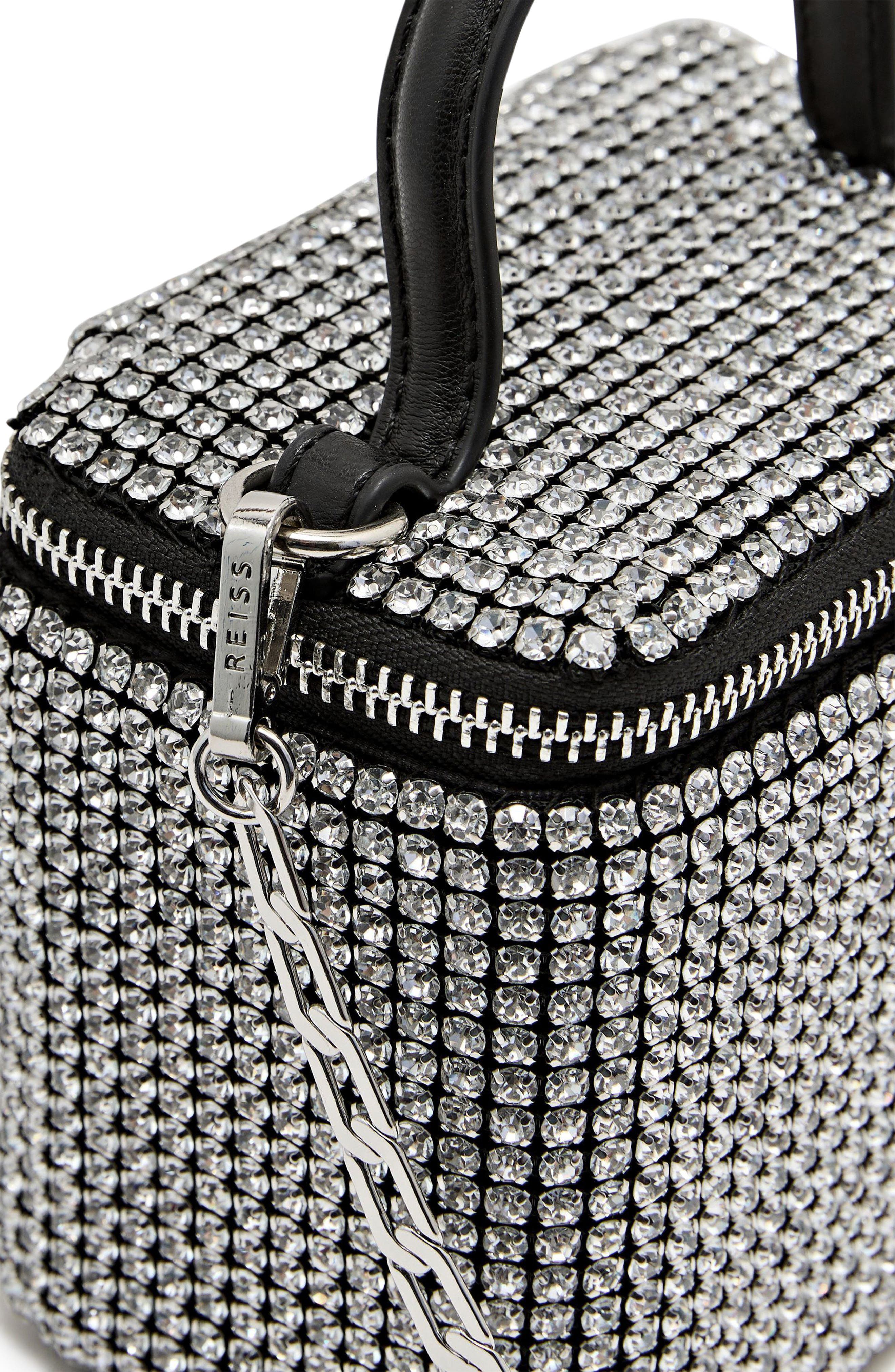 Nova Crystal Embellished Box Clutch, Alternate, color, SILVER