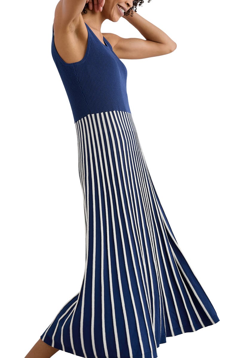 Seasalt Cornwall Sunlight Summer Sleeveless Rib Sweater Dress, Alternate, color, Knit Expression Yacht Chalk