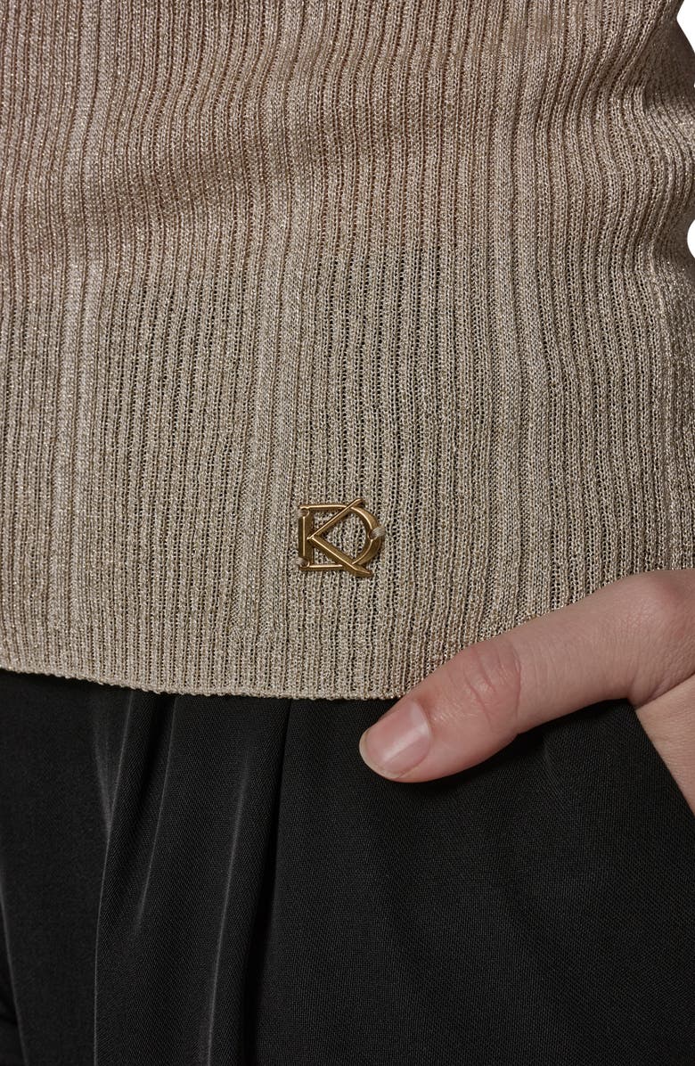 Donna Karan New York Metallic V-Neck Rib Sweater Tank, Alternate, color, Light Gold