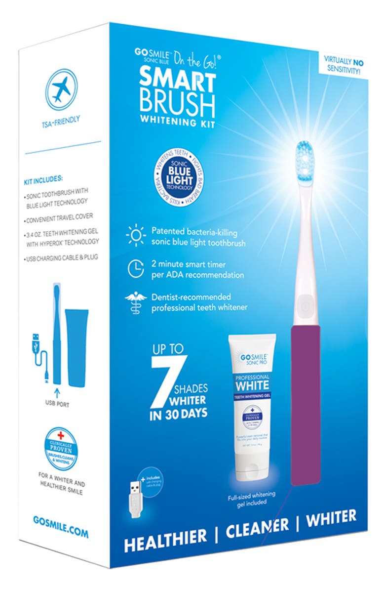 GO SMiLE<sup>®</sup> On the Go Sonic Blue Smart Brush Whitening Kit, Alternate, color, 