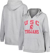 Champion Women's Champion Heather Gray USC Trojans Plus Size Heart & Soul Notch Neck Pullover