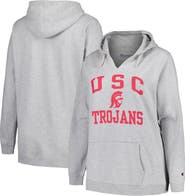 Champion Women's Champion Heather Gray USC Trojans Plus Size Heart & Soul Notch Neck Pullover