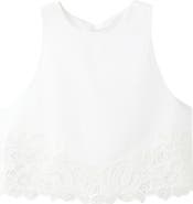MANGO Embroidered Tie Back Sleeveless Crop Top