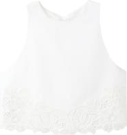 MANGO Embroidered Tie Back Sleeveless Crop Top