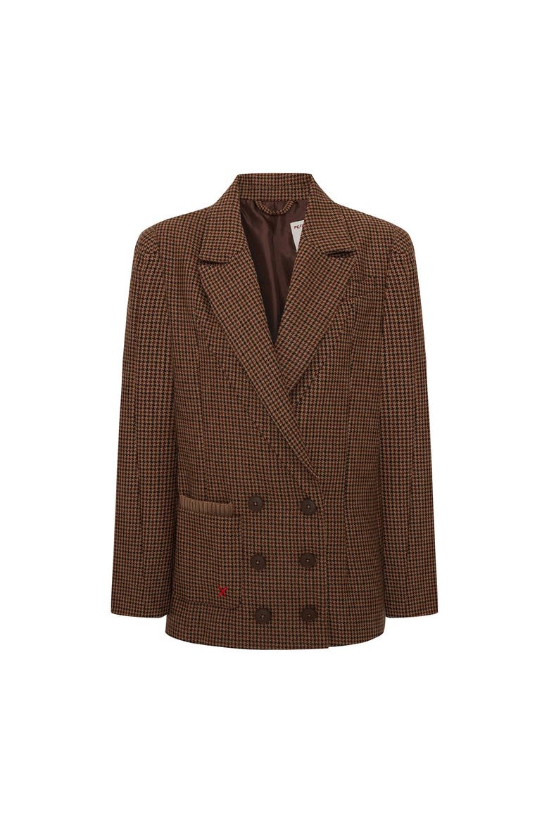 Cotton Big Shoulder  Blazer Jacket, Main, color, Brown