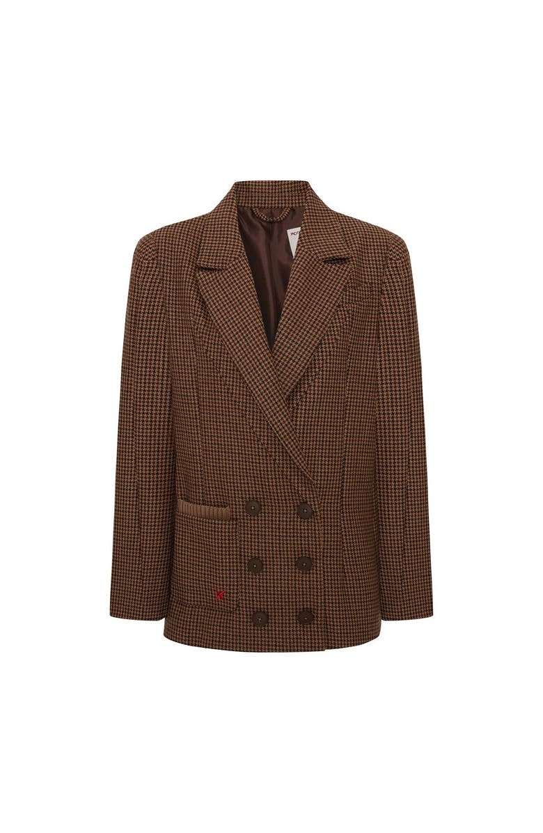 PCFG Cotton Big Shoulder Women Blazer Jacket, Main, color, Brown