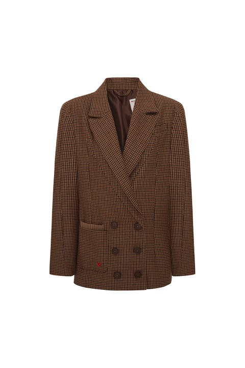 Cotton Big Shoulder Women Blazer Jacket