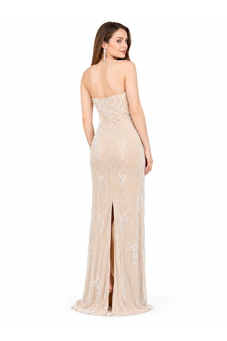 Beaded Faux-Wrap V-Neck Bridal Gown, Alternate, color, Ivory