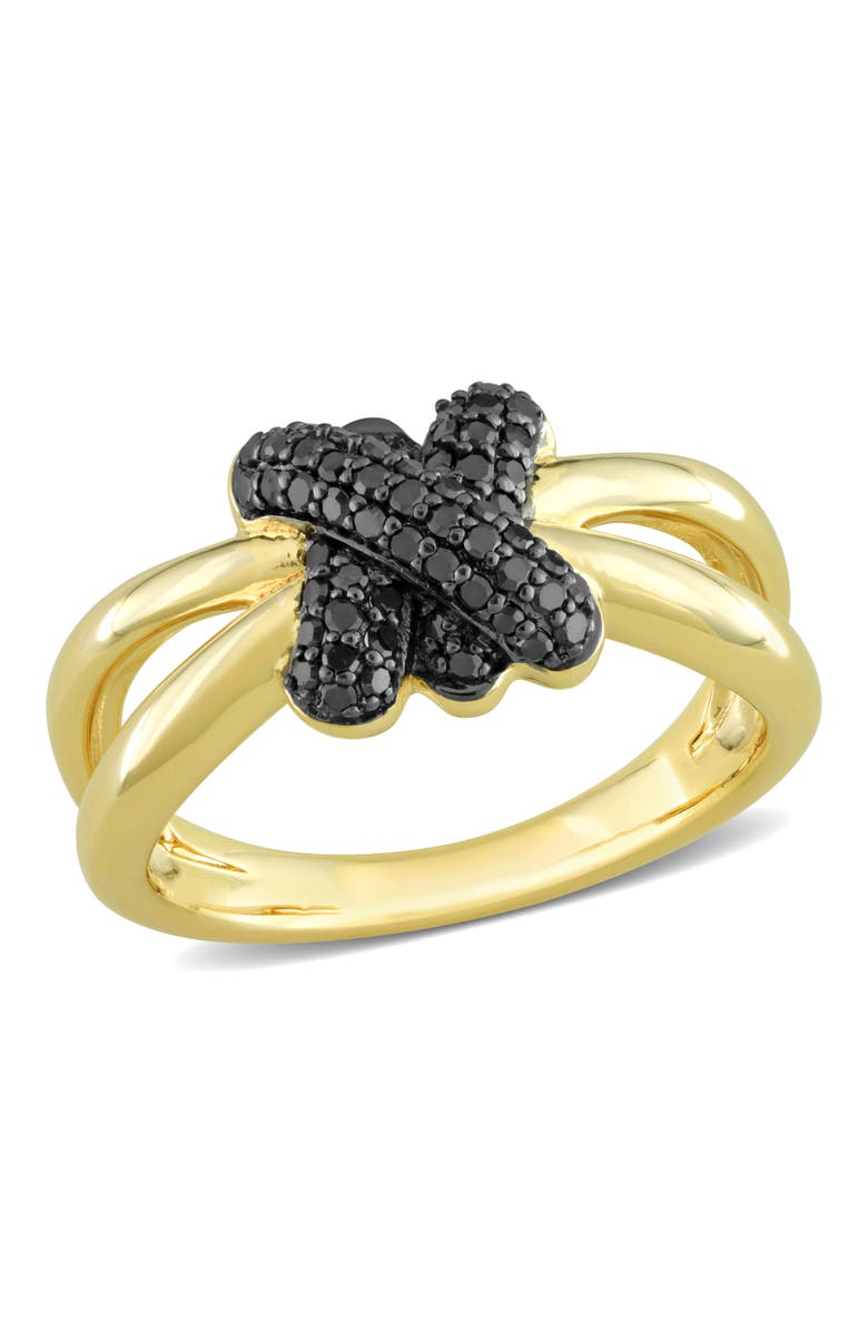 Julianna B. Diamond Love Knot Split-Shank Ring 14k, Main, color, Black Diamond/Gold