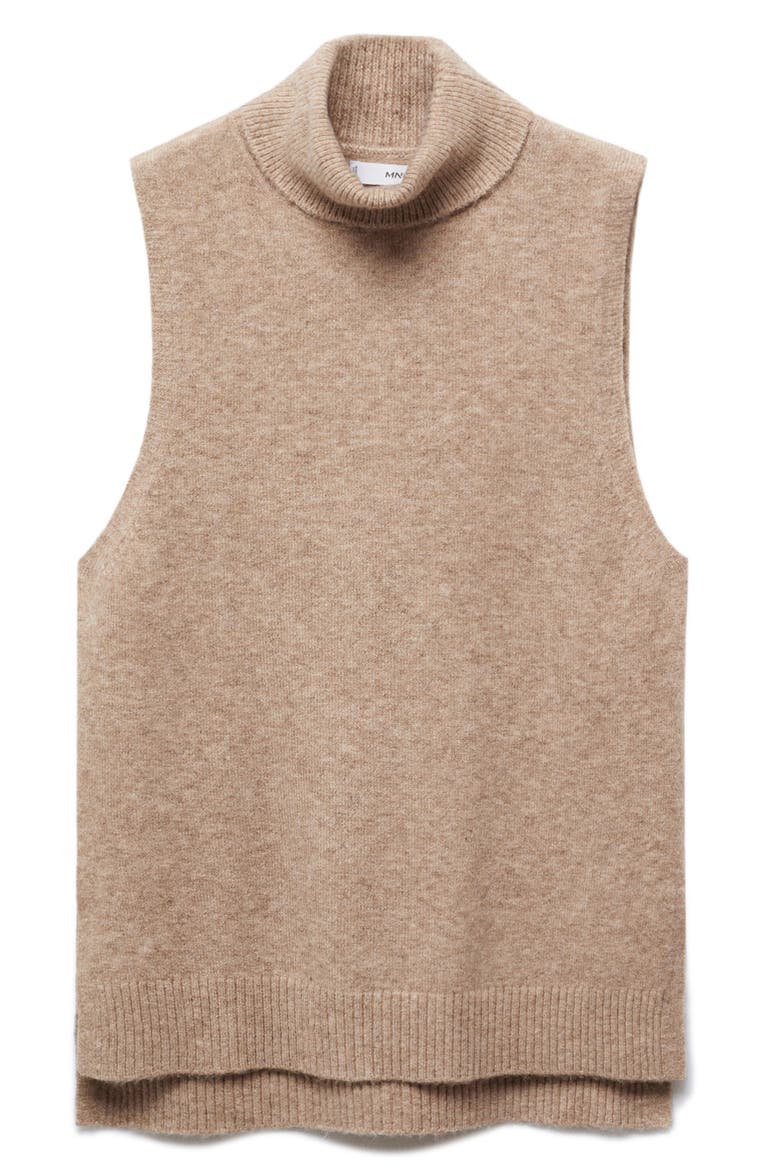 Sleeveless Turtleneck Sweater, Alternate, color, MEDIUM BROWN